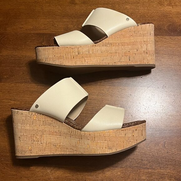 Sam Edelman Damara Wedge Sandals cream leather 11 41 - Picture 7 of 9